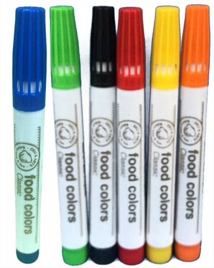 Conjunto de 6 canetas com Tinta 100 % Comestível