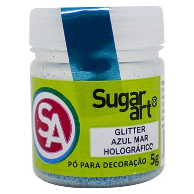Glitter Gliter AZUL MAR Holográfico Sugar Art - 5 gramas
