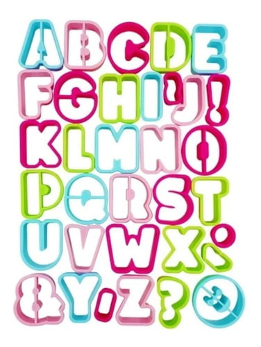 Conjunto de Cortadores de Letras Maiúsculas do Alfabeto com 34 peças para BISCOITO