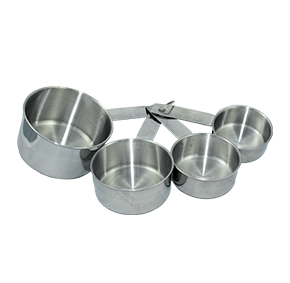 Conjunto de Xícaras de metal medidoras Inox com 4 peças
