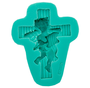 Molde de Silicone em formato de Cruz e Anjo.
