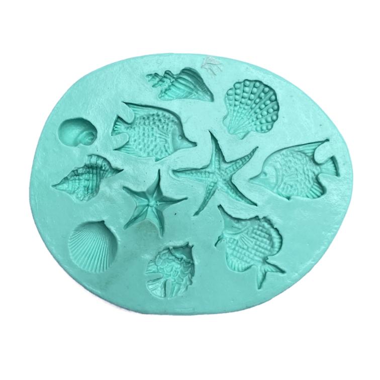 Molde de silicone Em Formato de Peixes, conchas, estrela, caramujo - Fundo do Mar