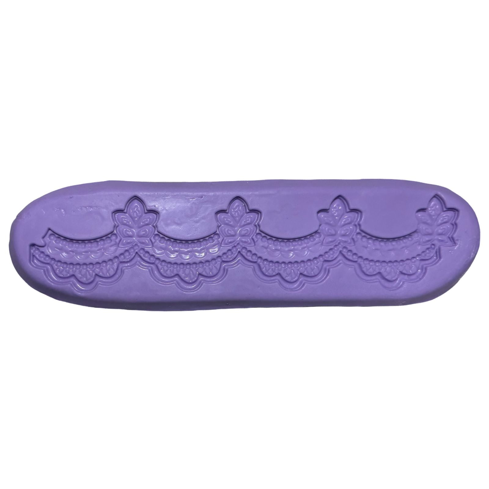 Molde de Silicone com formato de Drapeado com babado e folha.