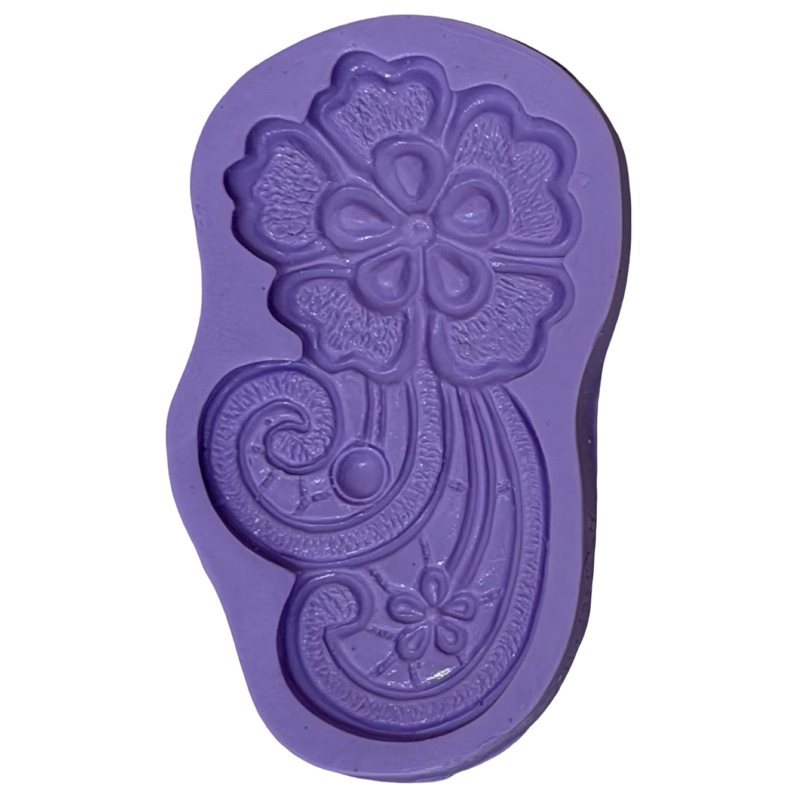Molde de Silicone com forma de renda Guipir modelo floral em curva
