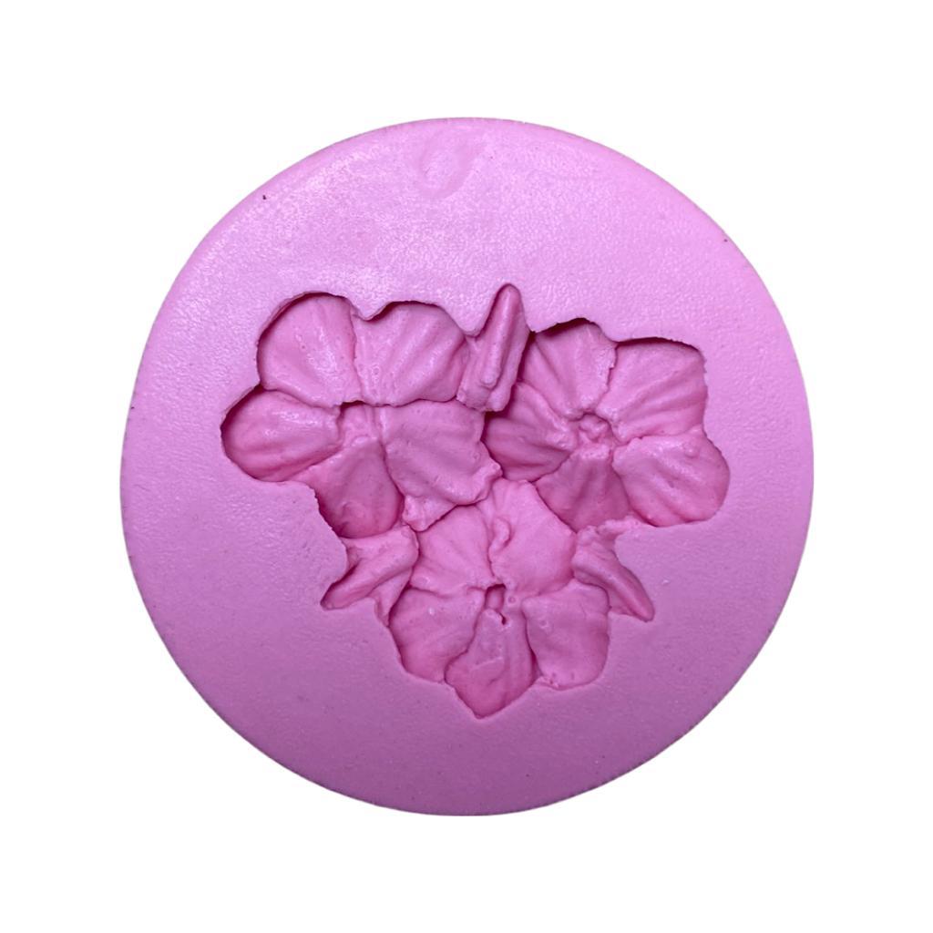 Molde de Silicone em formato de 3 Flores Violeta