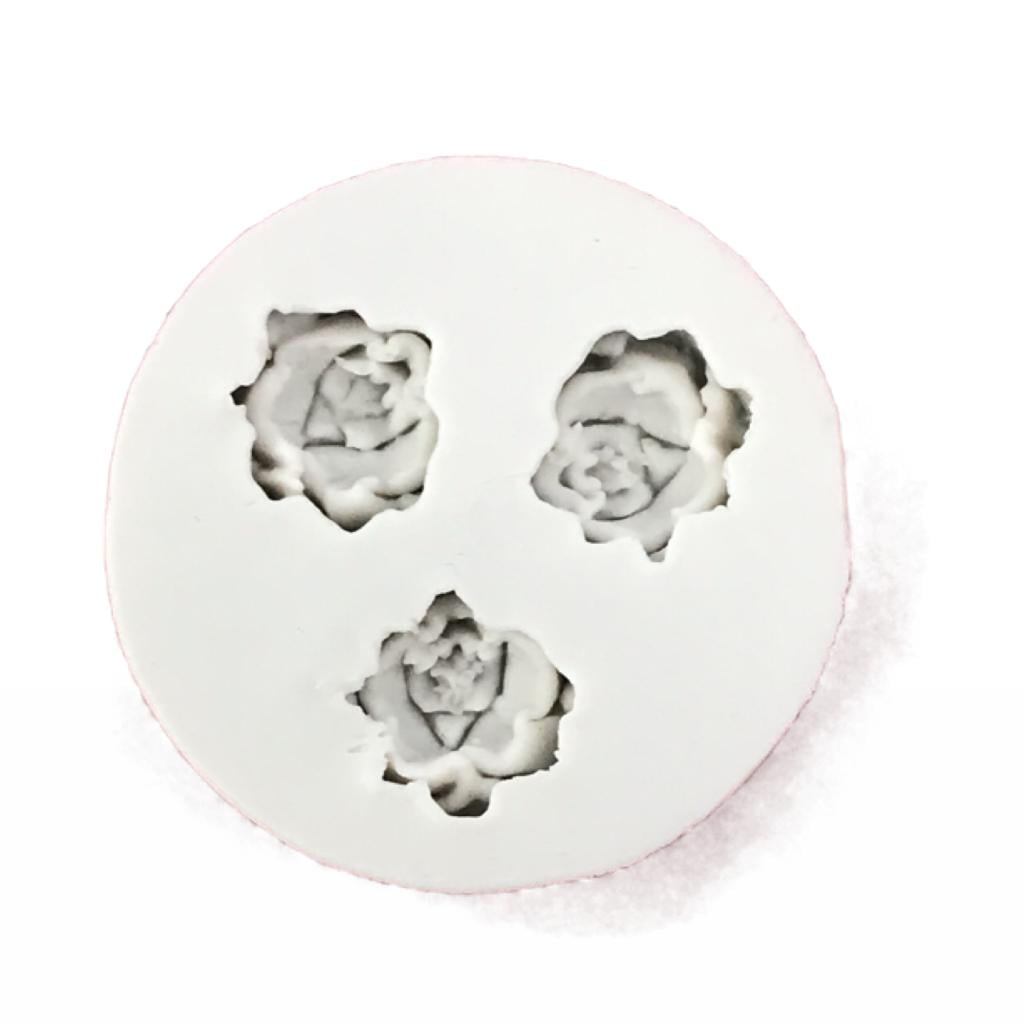 Molde de silicone em formato de 3 Mini rosas iguais para doces