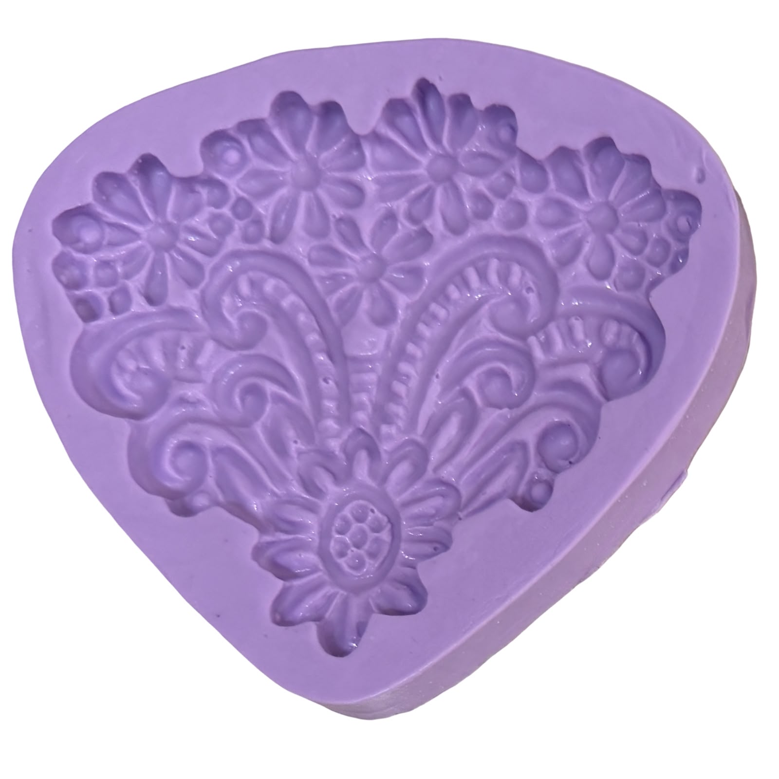 Molde de Silicone em formato de Renda Guipir Flores e Arabescos