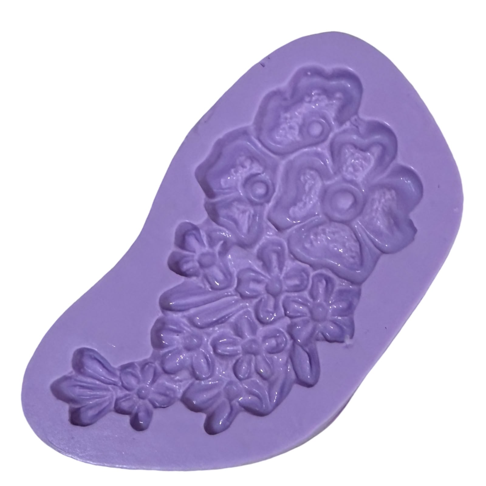 Molde de Silicone em formato de Renda Guipir Flores e Folhas