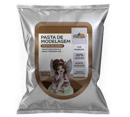 Pasta Goma Massa para Flores e Modelagem 200g MARROM - Fine Line