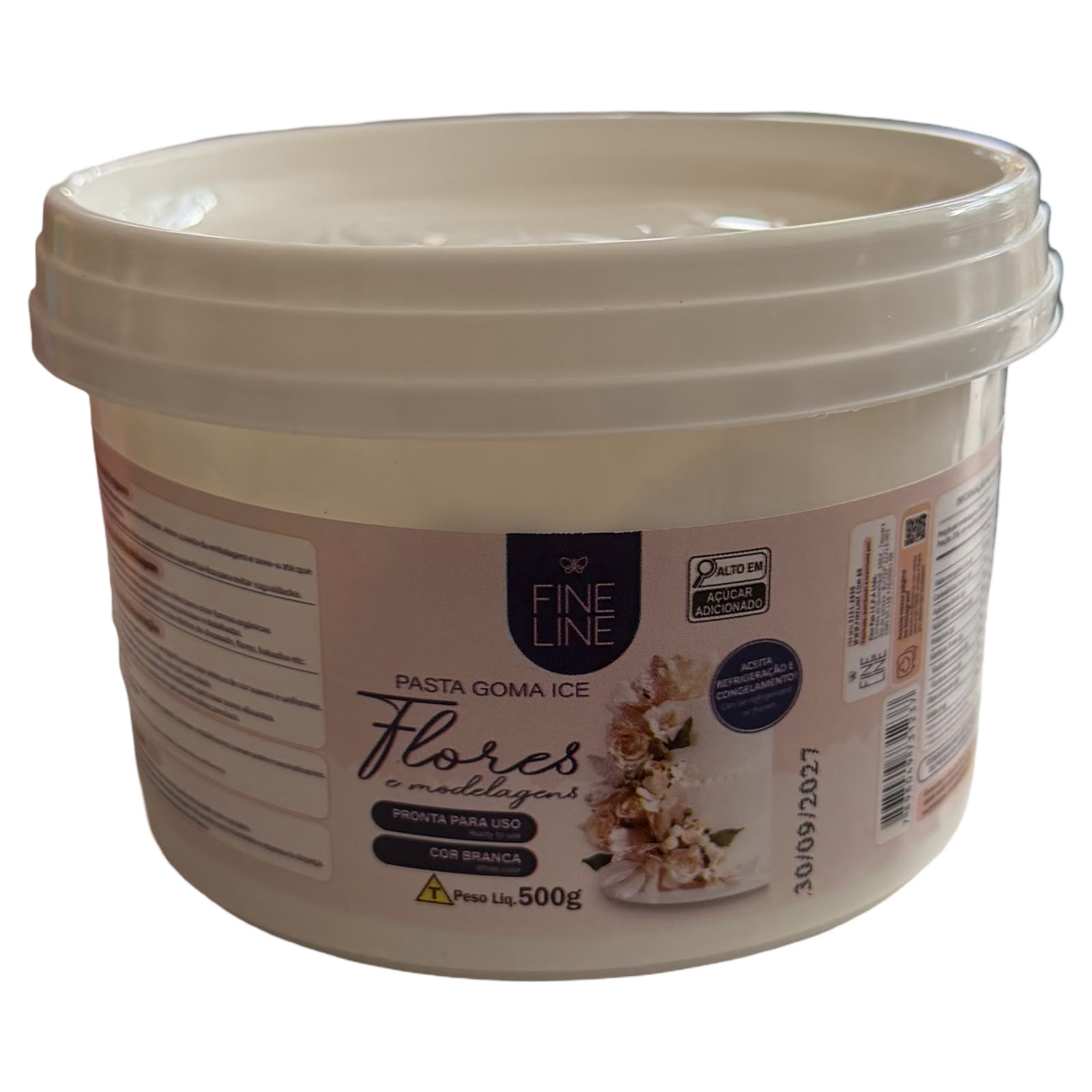 Pasta Goma Massa para Flores e Modelagem 500g BRANCA - Fine Line