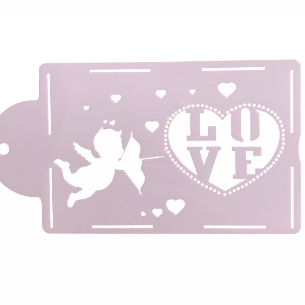 Stencil para Textura em Pasta Americana - Silhueta de Cupido Coração Love