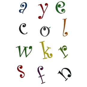 Conjunto de Réguas cortadoras do Alfabeto, Letras Minúsculas Divertido