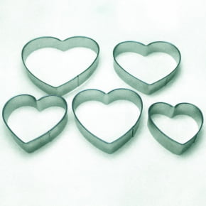 Conjunto de cortadores Coração/Corações com 5 peças