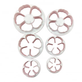 Conjunto de Cortadores de flor de 5 Pétalas com ponta com 6 peças