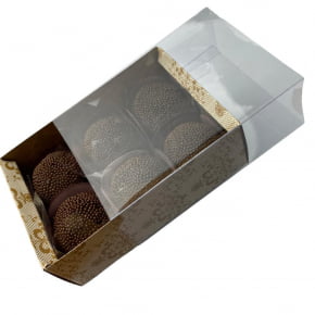Conjunto de 5 Caixas para 6 doces Arabescos dourados - Aniversário Namorados e Mães 