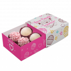 Kit com 5 Caixas personalizadas para 04 doces - Modelo Quero e Mereço