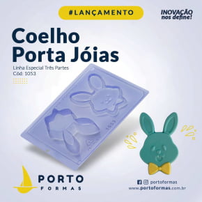 FORMA CHOCOLATE COELHO PORTA JÓIAS - CÓD 1053 COM 2 CAVIDADES
