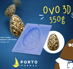 FORMA CHOCOLATE OVO 3D 350G ESPECIAL NRO. 92 COM 1 CAVIDADE - PÁSCOA
