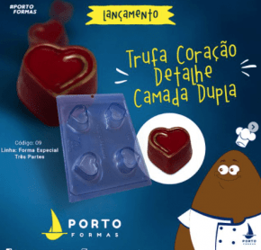 FORMA CHOCOLATE TRUFA CORAÇÃO DETALHE ESPECIAL NRO. 9. COM 4 CAVIDADES