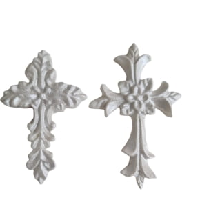 Molde de Silicone com Forma de 2 Cruzes Diferentes - Batizado Primeira Comunhão Religioso