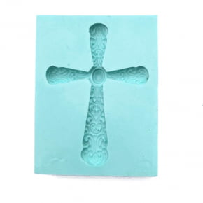 Molde de silicone Em Formato de Cruz de arabescos - Batizado