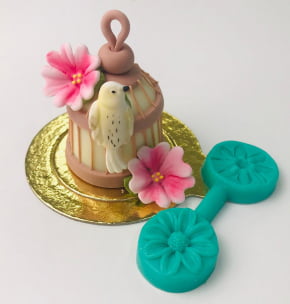 Molde de Silicone Frisador/Marcador de nervuras de flor, frisador de 2 partes, em forma de margarida.