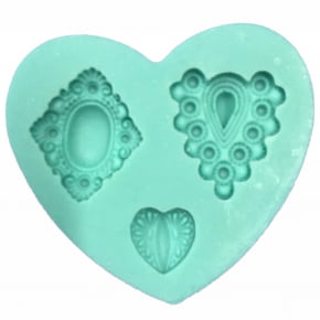 Molde de Silicone em formato de jóias com 3 peças
