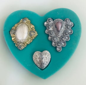 Molde de Silicone em formato de jóias com 3 peças
