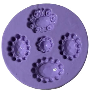 Molde de Silicone em formato de jóias com 5 cavidades Molde de Silicone em formato de jóias com 5 cavidades