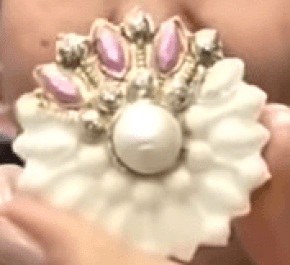 Molde de Silicone em formato de jóias Redonda com Strass com Pérola Central.