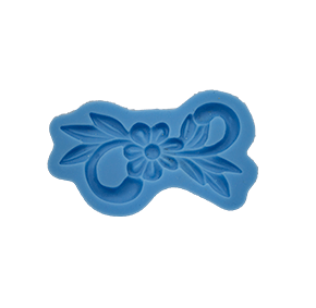 Molde de silicone com forma arabesco com flor e folha.