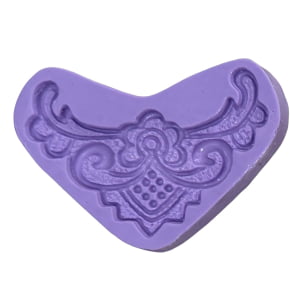 Molde de Silicone com forma de renda Guipir modelo floral.