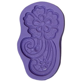 Molde de Silicone com forma de renda Guipir modelo floral em curva Molde de Silicone com forma de renda Guipir modelo floral em curva