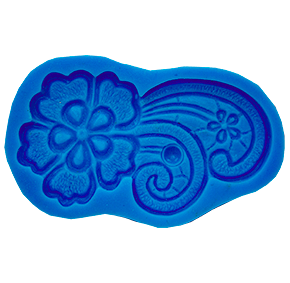 Molde de Silicone com forma de renda Guipir modelo floral em curva.