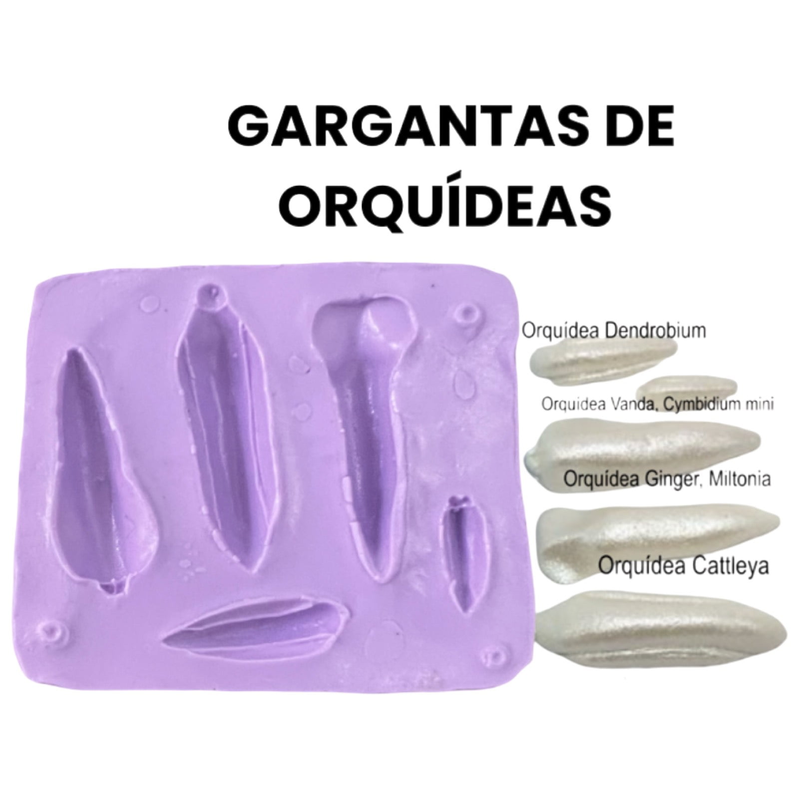 Molde de Silicone de Gargantas da Flor Orquídea com 5 cavidades