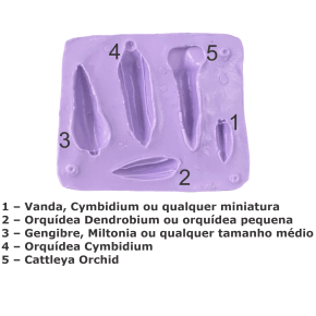 Molde de Silicone de Gargantas da Flor Orquídea com 5 cavidades Molde de Silicone de Gargantas da Flor Orquídea com 5 cavidades
