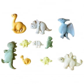 Molde de silicone em formato de 5 modelos de Dinossauros Baby e modelos mini para docinhos