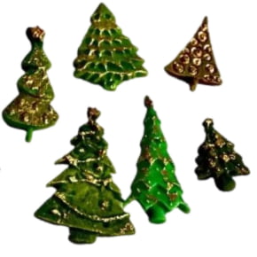 Molde de Silicone em formato de 6 Árvores de Natal diferentes