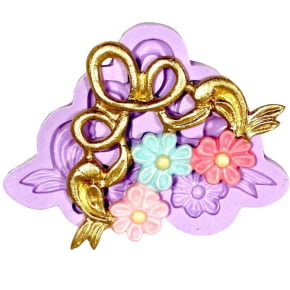 Molde de Silicone em formato de Arabesco com Flor