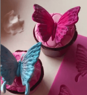 Molde de Silicone em formato de borboleta 3D 3 cavidades