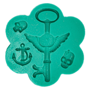 Molde de silicone Em Formato de Chave, âncora e caveira.