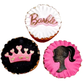 Molde de Silicone em formato de Logo da Barbie, Silhueta da Barbie e Coroa