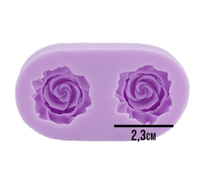 Molde de Silicone em formato de 2 Rosas iguais com duas cavidades
