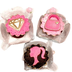Molde de Silicone em formato de Silhueta da Barbie, Bolsinha e Diamante