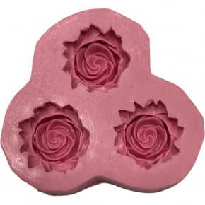 Molde de Silicone em Formato de 3 Rosas iguais