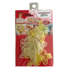 Apliques destacáveis em Papel Arroz - Borboletas Amarelas com 24 unidades Apliques destacáveis em Papel Arroz - Borboletas Amarelas com 24 unidades