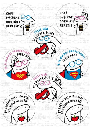 Papel Arroz formato A4 - COM 8 ARTES DIFERENTES PARA BENTÔ CAKES E PIRULITOS - FLORK - EDIÇÃO DIA DOS PROFESSORES