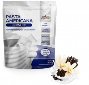Pasta Americana Goma Ice 800g BRANCA - Sabor Creme de Vanilla (Baunilha)