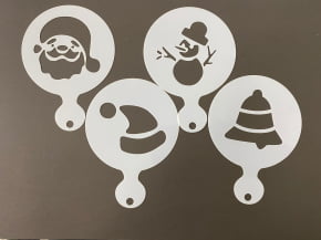 Kit de 4 Stencils para Textura Tema Natal Papai Noel, Boneco Neve, Sino e Capuz